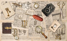 欧美风复古英文报纸电视背景墙