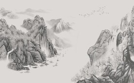 新中式水墨山水国画电视背景墙