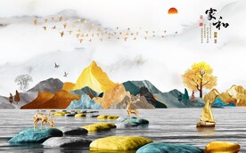 新中式背景墙图片