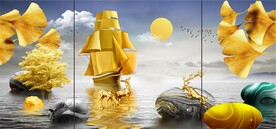 金色帆船装饰画