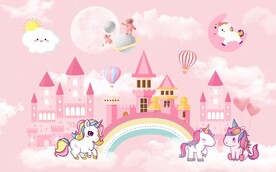 卡通城堡儿童房背景墙图片