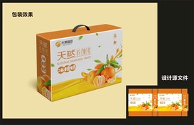 水果桔子包装效果图+平面图 