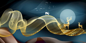 晶瓷画 抽象画 金线