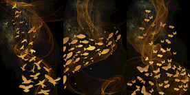 晶瓷画 抽象画 鱼群 蝴蝶