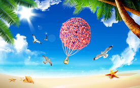 蓝天白云沙滩大海