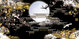 晶瓷画 抽象画 花好月圆