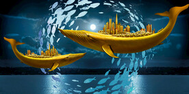 晶瓷画 抽象画 鲸鱼