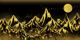 晶瓷画 抽象画 金色山川