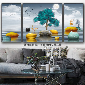 三联画沙发床头挂画