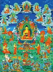 释迦牟尼与十八罗汉和四大金刚