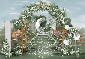 白绿色婚礼仪式区