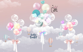 卡通气球个性英文儿童房背景墙