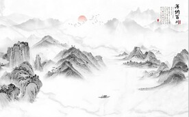 大理石爵士白山水国画电视背景墙