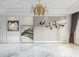 现代极简轻奢客厅沙发背景墙