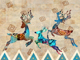 晶瓷画 抽象画 麋鹿