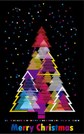 多彩卡通圣诞树插画