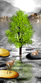 一帆风顺石来运转玄关画