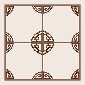 矢量图正方形边框花式中式窗