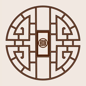 矢量图圆形边框花式中式窗