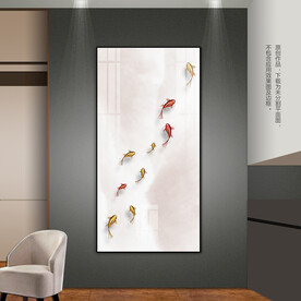创意水墨玄关装饰画九鱼图床头画