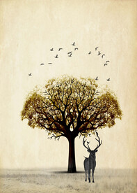 晶瓷画 树 长颈鹿