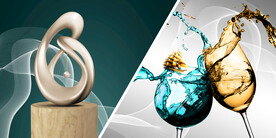 晶瓷画 抽象画 高足酒杯