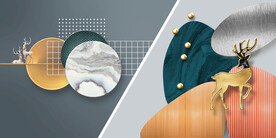 晶瓷画 抽象画 麋鹿