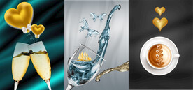 晶瓷画 盘子 高足酒杯