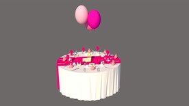 生日宴会婚礼宴会餐桌su模型