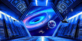 3d宇航员太空舱背景墙