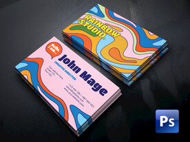 七彩漫画风格创意名片设计模板