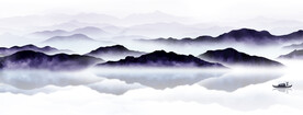 高清分层水墨山水背景墙