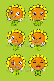 卡通绿色向日葵高清透明合集