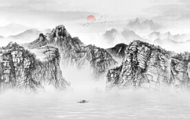 中式水墨山水国画电视背景墙