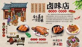 卤味店背景墙