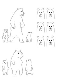 可爱卡通熊一家线稿