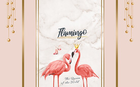 现代简约火烈鸟大理石电视背景墙