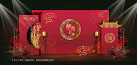 红色中式寿宴舞台设计