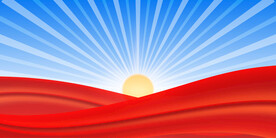 蓝天背景太阳光线红色素材红旗
