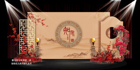 香槟色中式婚礼迎宾区