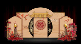 中式香槟色婚礼背景