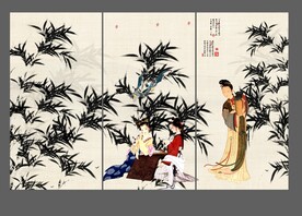 竹子仕女图