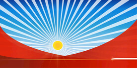 蓝天背景高铁太阳光线红色素材