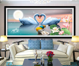 唯爱天鹅湖荷花装饰画