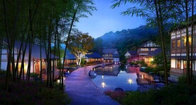 旅游民宿景观夜景效果图图片