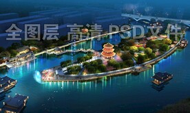 古建园林夜景效果图