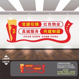 红色物业文化墙