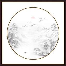 圆形山水画