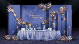 蓝色系婚礼甜品区