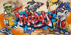 欧美风街头涂鸦酒吧KTV背景墙